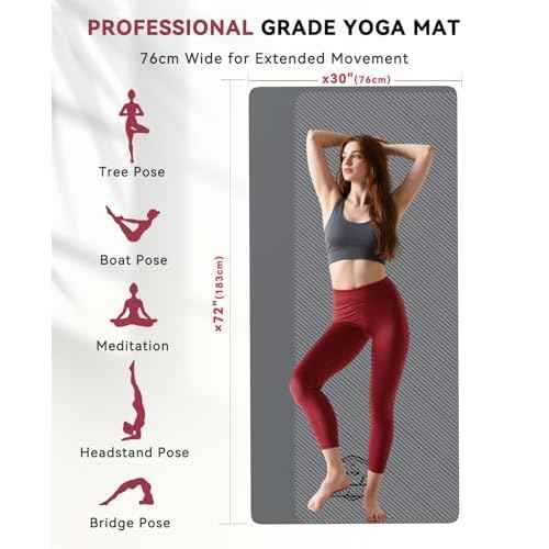 HAPBEAR Large Yoga Mat 72"x30" - 5mm Thick PU Top & Rubber Bottom - Non-Slip Wide Exercise Mat with Dual Layers - High Shock Absorption for Professional Yogis & Home Workouts - Bonus Oxford Bag Included