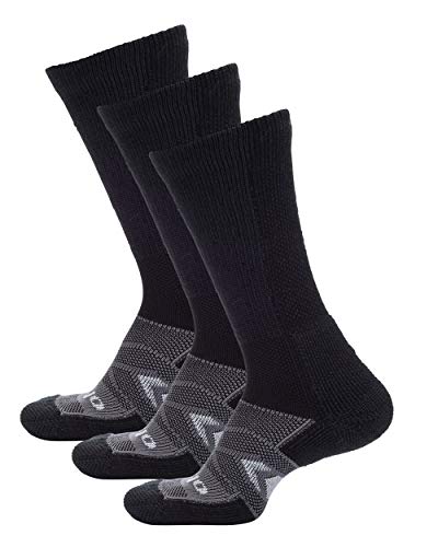 Thorlos 12-Hour Shift Work Crew Socks - Large, Black & Grey, 3 Pair Pack