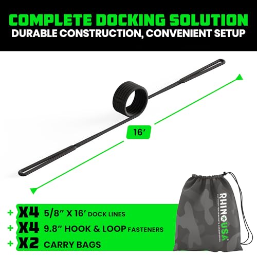 Black 5/8" x 16' Dock Lines - Durable Boat Docking Rope, Marine Rope