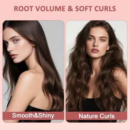 hopopower 1.25/1.5 Inch Curling Iron Brush Ceramic Double PTC Heated Round Hair Curling Comb, Tourmaline Ionic Hot Hair Curler Thermal Brush Blowout Dual Voltage for Traveling (1.5inch)