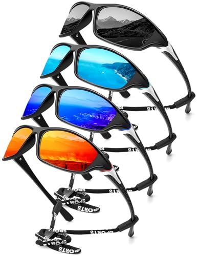 KALIYADI 4-Pack Polarized Sports Sunglasses Men UV400 Protection for Fishing Cycling Driving