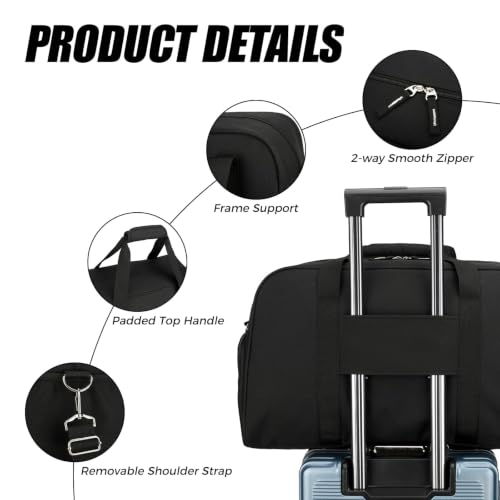 45L Gym Duffle Bag with Shoe Compartment - Medium Black 21 x 10 x 13 Inches