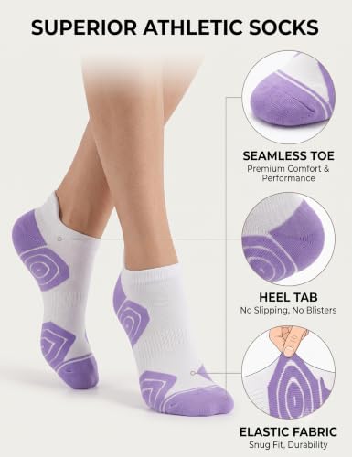 Ankle Socks for Women and Men - Athletic, Thick Cushioned, 5 Pairs, Small Multicolor