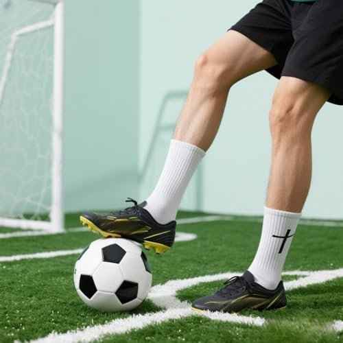 3 Pairs Cross Grip Soccer Socks for US 6-13 - Anti-Slip Christian Socks with Bible Verse