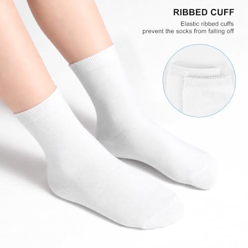 Kids Socks 12 Pairs Crew Socks for Toddler Boys Girls 1-14 Years - Variation: 7-10 Years, Black & White