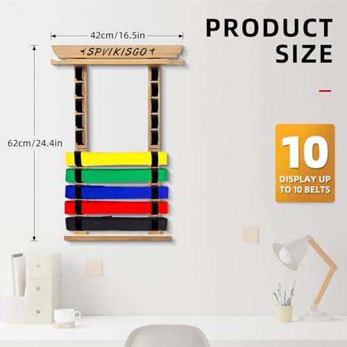 Bamboo Karate Belt Display Rack for Martial Arts Belts - No Assembly Needed