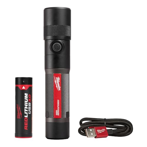 Milwaukee Rechargeable 1100 Lumen LED Flashlight, Battery Powered, Twist Focus