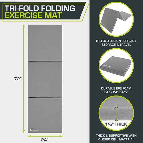 ProsourceFit Tri-Fold Folding Thick Exercise Mat 6¡¯x2¡¯ with Carrying Handles for MMA, Gymnastics Core Workouts