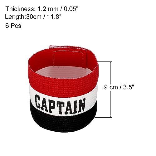 Captain's Armband for Soccer Rugby Adjustable Elastic Team Leader Wristband - Set of 6