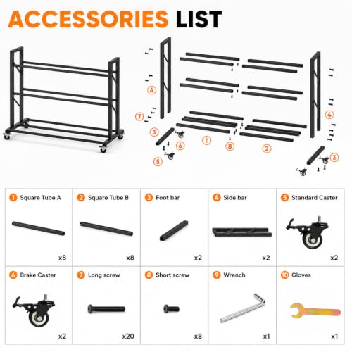 3-Tier Basketball Storage Rack with 20-Ball Capacity & Rolling Wheels