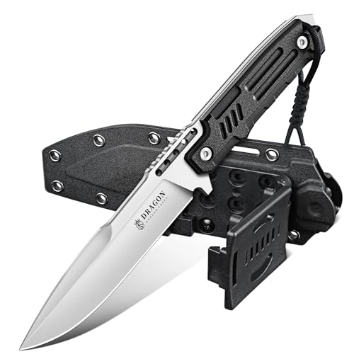 Outdoor Survival Fixed Blade Knife - White Handle, Ultra Sharp Blade, Adjustable Sheath