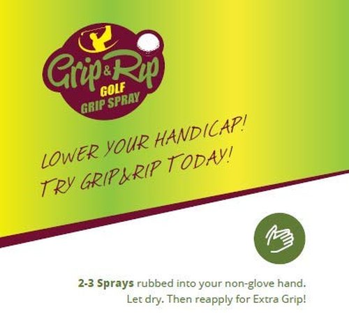Grip & Rip Golf Grip Spray | Combat Sweat on Your Golf Grips | Firm Golf Grip with or without Golf Gloves | Ultimate Golf Grip Trainer | Golf Training Aid | Extra Golf Grip on Golf Rain Gloves 2 oz
