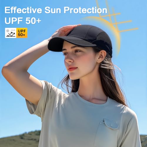 Quick Dry Baseball Cap Unstructured Water Resistant Golf Hat - Black