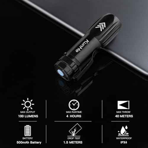 KunHe 5 Pack Small Rechargeable Flashlight Mini LED Flashlight Bright Clip-On Light EDC Flash Light with Side COB Light for Camping Home Emergency
