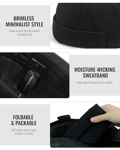 CLAPE Black Ct15 Beanie Work Hat with Corduroy Brimless Rolled Cuff - Harbour Style Variation