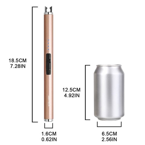 ARECTECH Rechargeable Electric Candle Lighter Arc Plasma Windproof Lighter for Candle Kitchen Birthday Gift for Mom Men Wife with Type-C Cable Champagne Gold