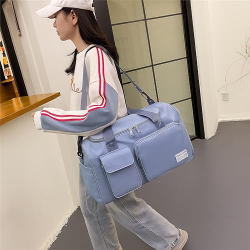 Trendy Tote Bag – Unisex Waterproof Gym & Travel Bag with Wet/Dry Separation, Foldable Nylon, Large Capacity (Blue)