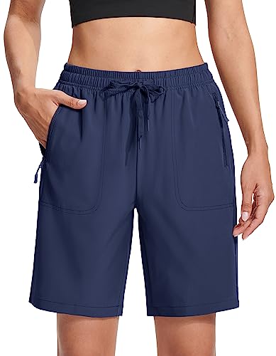Women's Hiking Shorts Small Navy Lightweight Quick Dry Water-Resistant with 3 Zipper Pockets