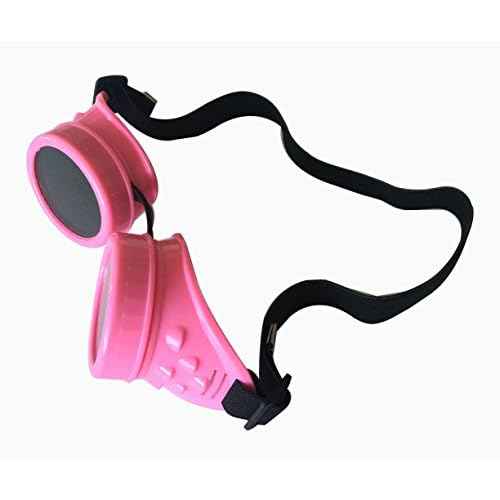 Wocst Cyber Goggles Vintage Steampunk Goggles Glasses Welding Goth Cosplay(Pink)