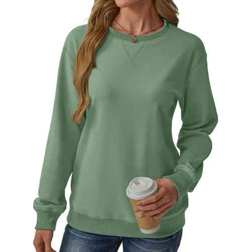 Womens Long Sleeve Sweatshirt Casual Crew Neck T Shirt Cute Pullover Tops Lightweight Loose Fit Sweater 2025 Fall Outfit
