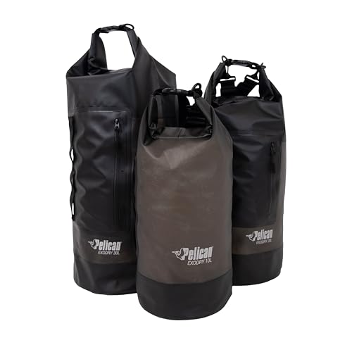 Black Pelican ExoDry 20L Waterproof Dry Bag with Shoulder Straps - Kayaking, Camping