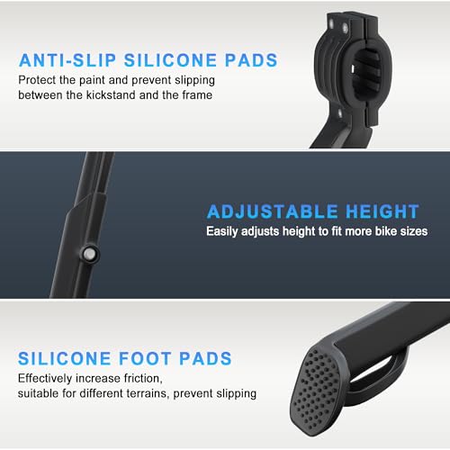 Bike Kickstand for 26-29 Inch Mountain, Road, and E-Bikes - Adjustable Aluminum