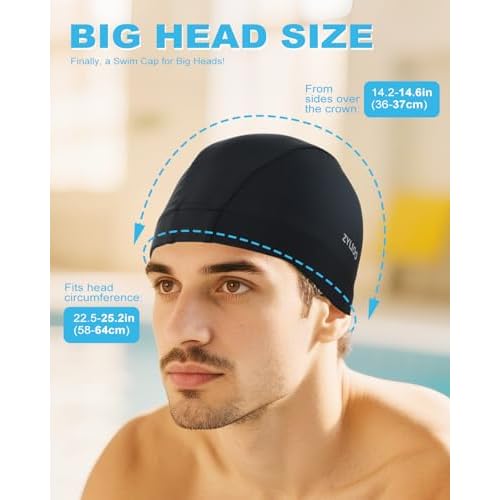 Zylioo Oversize XXL Cloth Swim Cap,Large Fabric Swimmer Caps for Big Heads,Breathable High Elasticity Swimming Cap