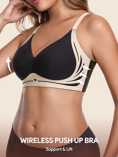 HBselect Jelly Bras for Women No Underwire Wireless Push Up Bra 3 Pack - Large / A