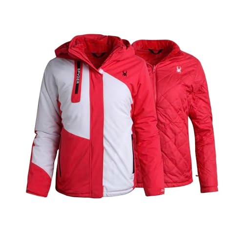 Spyder Womens Ski Jacket - Faux Fur Lined Insulated 3 in 1 Puffer Jacket - Reversible Quilted Winter Coats for Women