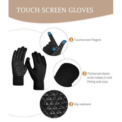 LCZTN Winter Beanie Hat and Touchscreen Gloves Set for Men and Women,Beanie Gloves Set with Warm Knit Fleece Lined