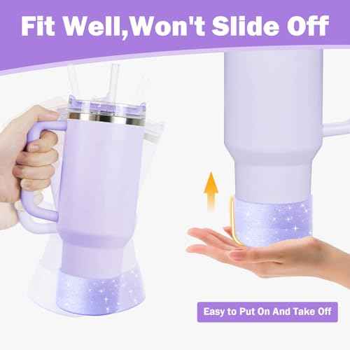 Glitter Bling Silicone Boot for Stanley Cup 20 oz 30 oz 40 oz, Protector Cover for Stanley Cup Bottom, Cup Accessories Straw Cover