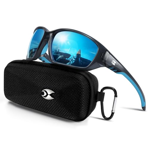 SUOSO Polarized Sports Sunglasses for Men & Women C01-Blue UV400 Wrap Around Goggles