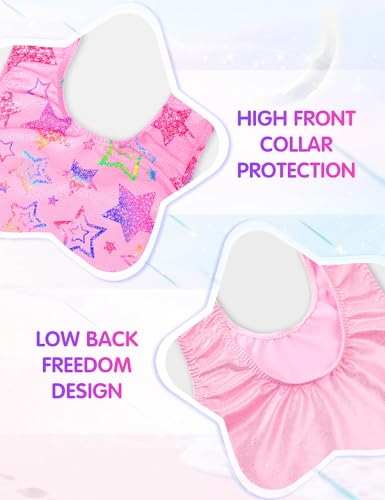 Girls Gymnastics Leotard 4-Way Stretch Quick Dry Racerback 1-10Y Pink 4-5T