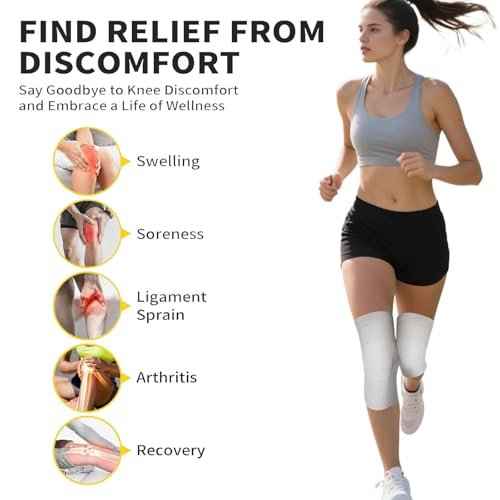 1 Pair Bamboo Charcoal Knee Sleeve - Bamboo Knee Brace Compression Knee Sleeve Perfect Knee Brace for Knee Pain and Enhanced Comfort (Gray, 77-198 Lb)