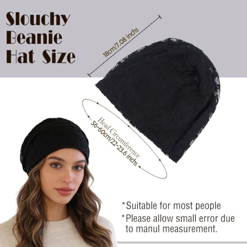 Pemilosci Crochet Slouchy Beanie Hat Turbans Headwear for Women - Black