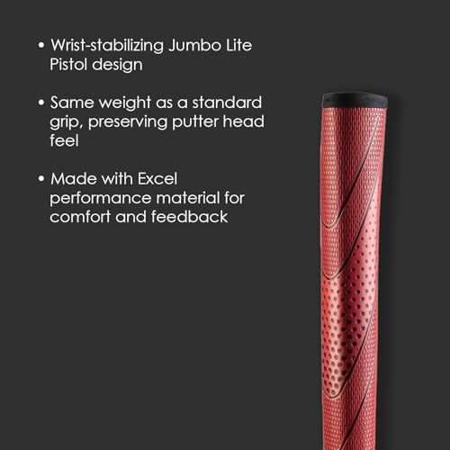 Golf Putter Grip Midsize Pistol 2024 Model - Red, Durable & Comfortable