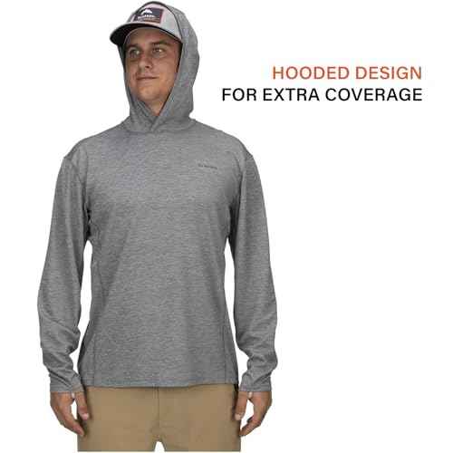 Simms Men's BugStopper Hoody - Insect Shield Technology With UPF 30 Fabric - Quick Dry Bug Repellent Fishing Shirt for Warm Weather Outdoor Activities (Bay Leaf Heather, X-Large)