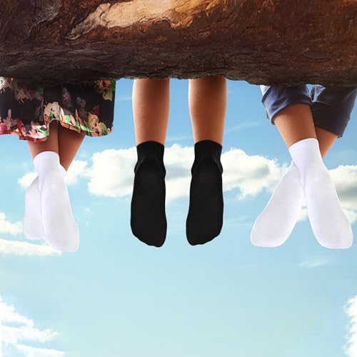 Kids Socks 12 Pairs Crew Socks for Toddler Boys Girls 1-14 Years - Variation: 7-10 Years, Black & White