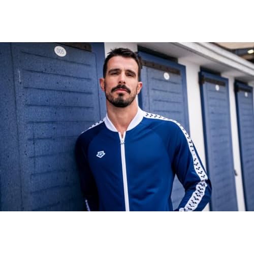 ARENA Men's Team Relax IV Track Jacket Front Zip Side Pockets Warm-Up Top Lightweight Athletic Retro Cool Bomber Jacket