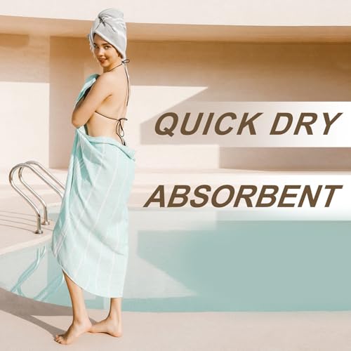 4 Packs Turkish Beach Towel Pool Swim Towels Set Bulk Soft Cotton Extra Large Sand Free Quick Dry Thin Lightweight Travel Vacation Essentials Cruise Accessories Must Haves Clearance Sandless Oversized