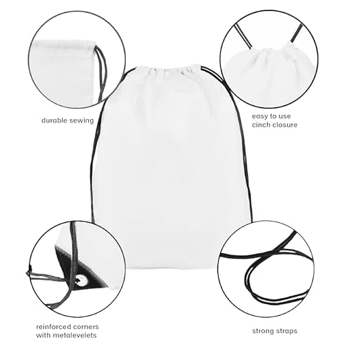 White Drawstring Backpack Bulk 20 Packs - DIY Gym Sports Travel Cinch Bag