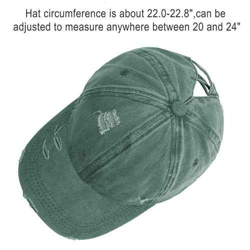 Womens Criss Cross Ponytail Baseball Cap Distressed Ponytail Hat High Messy Bun Trucker Ponycap for Outdoor Sports