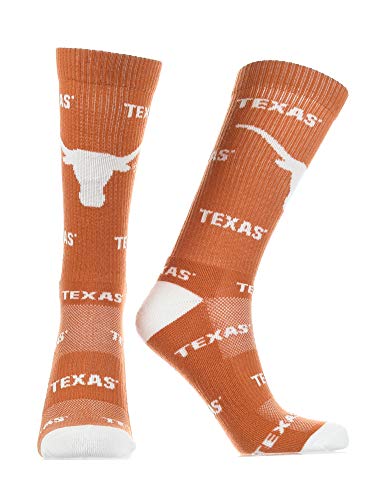 Men's Crew Socks - Mayhem Calf Length Game Day Socks Large Burnt Orange White