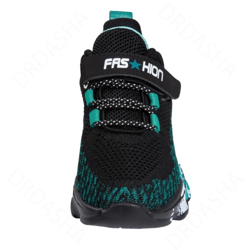 Kids Lightweight Sports Tennis Sneakers Boys Girls Shoes - Black-Blue 1 Little Kid