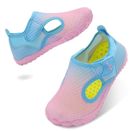 Kids Water Sandals - Adjustable Sport Shoes with Non-Slip Rubber Sole - Purple Blue, 3 Big Kid