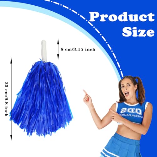 24PCS Cheerleading Pom Poms with Handles - Royal Blue & Orange for Sports & Dance