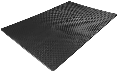 OLIXIS Puzzle Exercise Mat with EVA Foam Interlocking Tiles for MMA, Exercise, Gymnastics and Home Gym Protective Flooring, 1" Thick, 24 Square Feet, Black