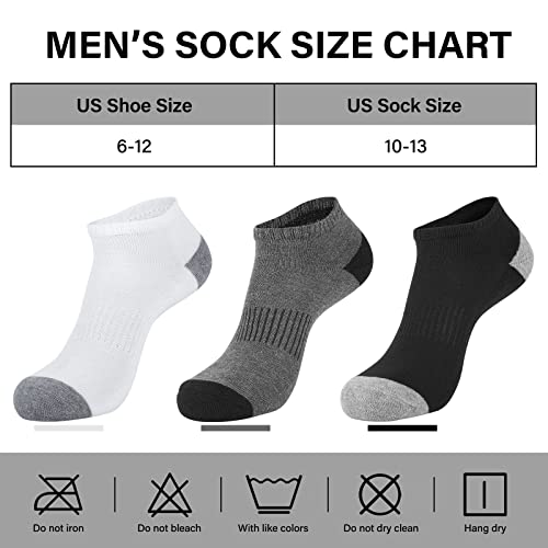 Men's Ankle Socks 8 Pairs Low Cut Short Socks Size 10-13 Black & White