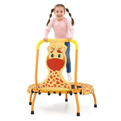 Baby Toddler Indoor Trampoline with Foam Handle & Safety Cover - Orange Giraffe
