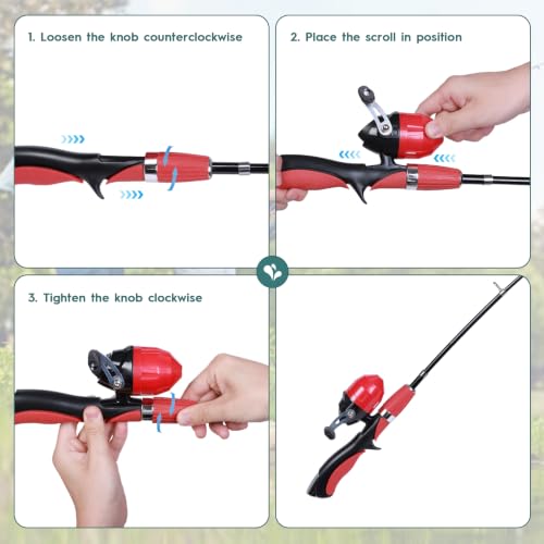 Kids Fishing Pole Set 2 Pack - Portable Rod and Reel Combo for Children
